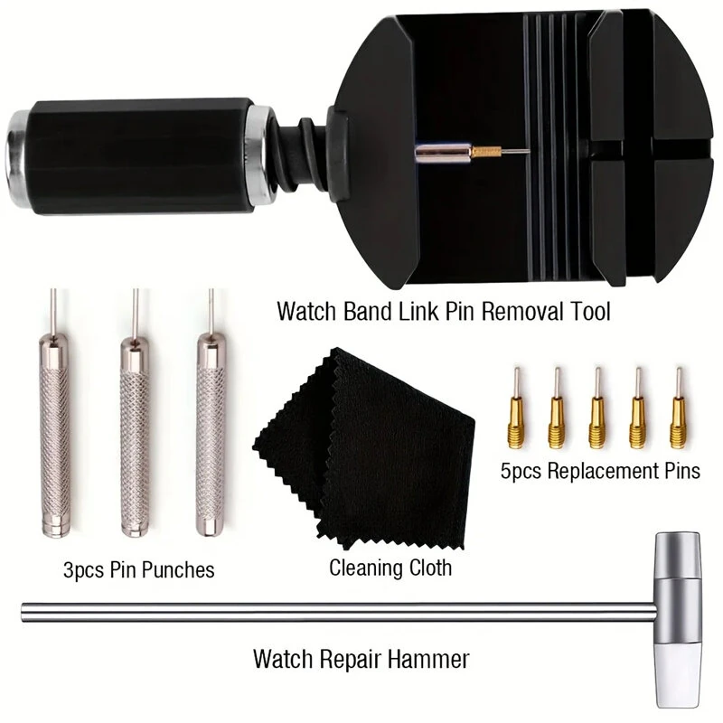 (image for) 11pcs Watch Link Removal Tool Kit Watch Band Tool Chain Pin Remover Repair Tool Kit for Watch Band Adjustment Watch, Watch Bracelet Sizing And Watch Repair