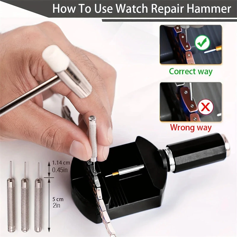 (image for) 11pcs Watch Link Removal Tool Kit Watch Band Tool Chain Pin Remover Repair Tool Kit for Watch Band Adjustment Watch, Watch Bracelet Sizing And Watch Repair