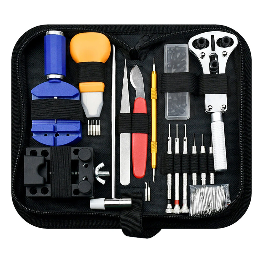 (image for) 147pcs Watch Repair Tool Kit Watch Link Pin Remover Shell Opener Spring Bar Remover Clock Battery Replacement Strap Needle Set Accessor