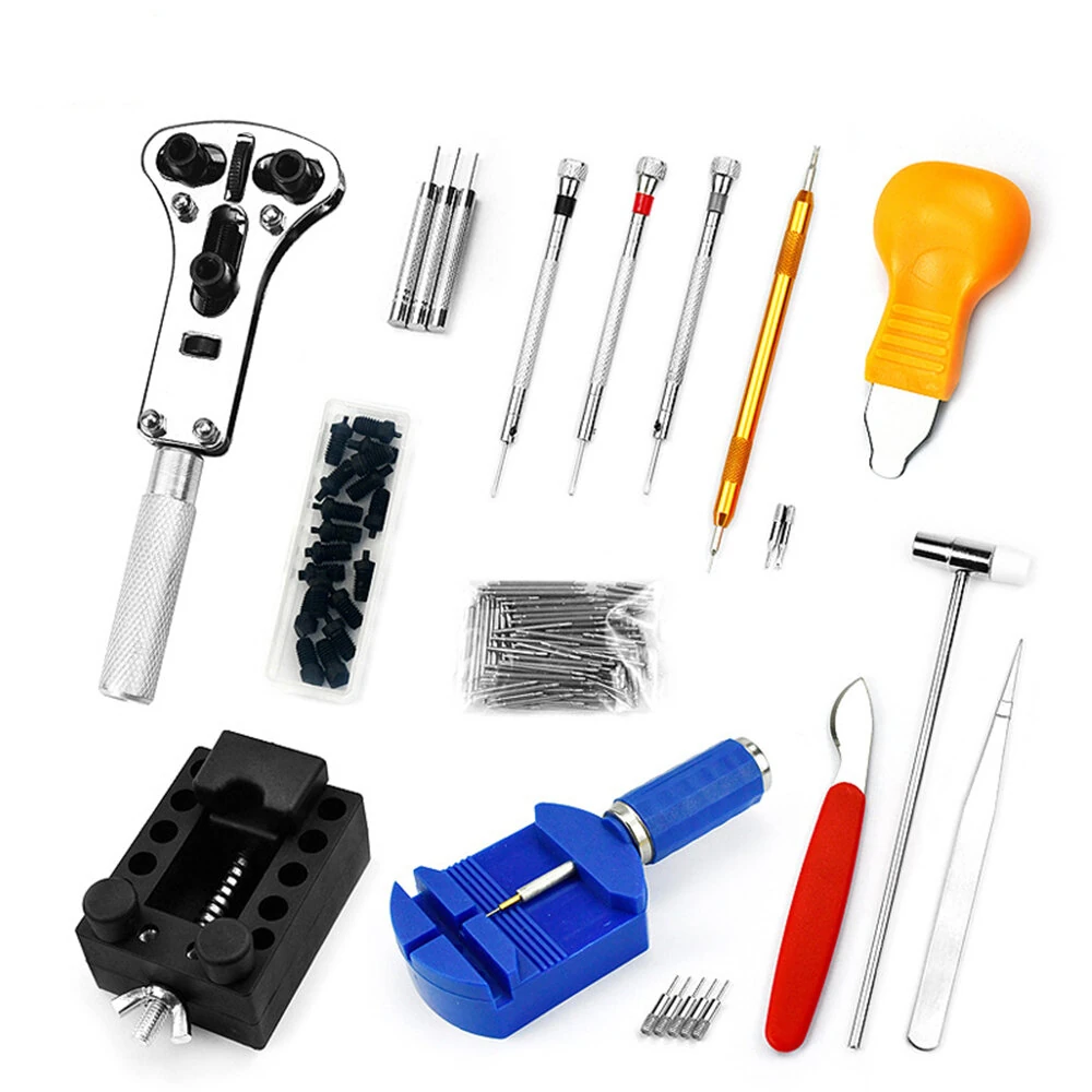 (image for) 147pcs Watch Repair Tool Kit Watch Link Pin Remover Shell Opener Spring Bar Remover Clock Battery Replacement Strap Needle Set Accessor