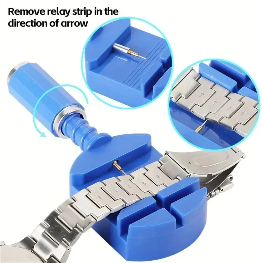(image for) 147pcs Watch Repair Tool Kit Watch Link Pin Remover Shell Opener Spring Bar Remover Clock Battery Replacement Strap Needle Set Accessor