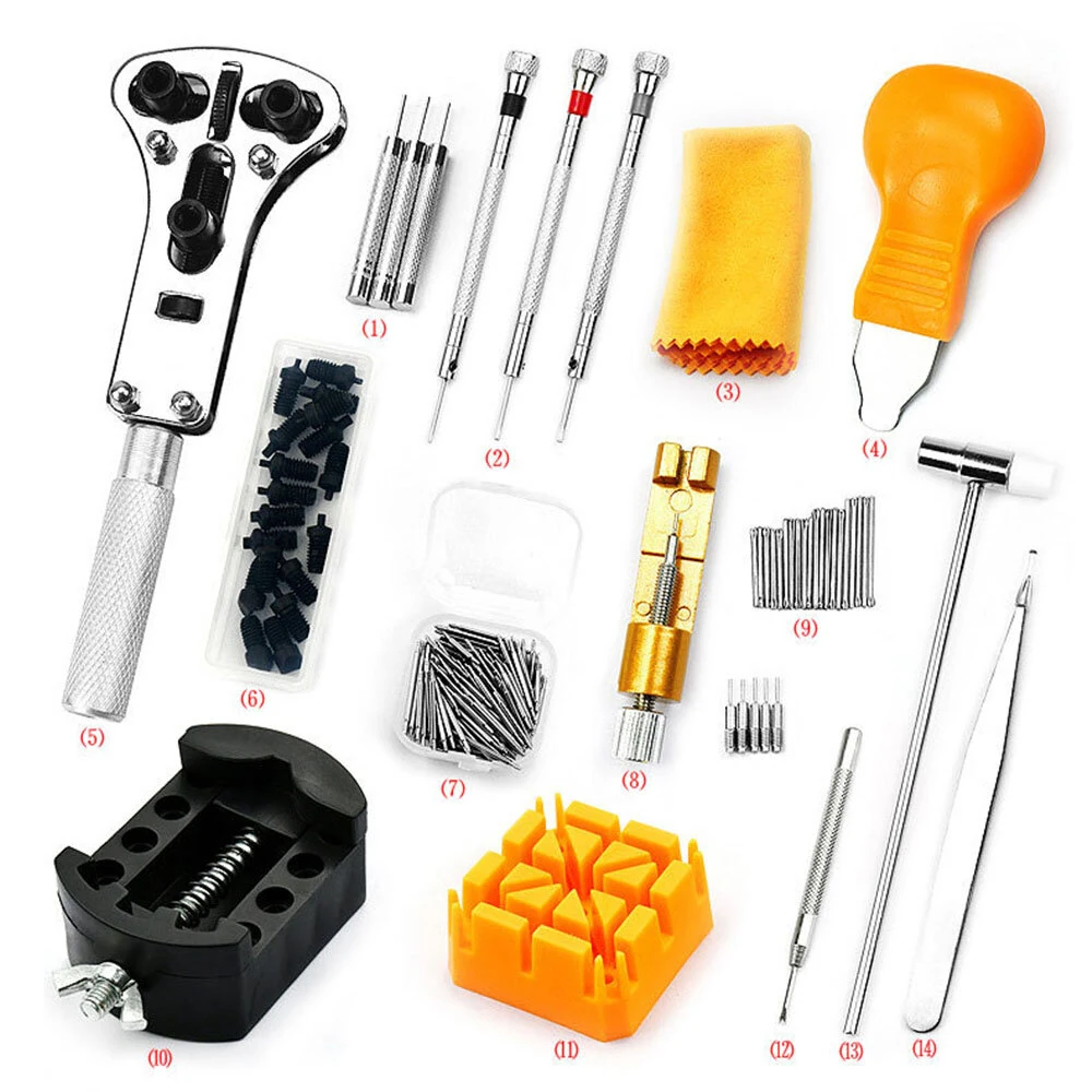 (image for) 168pcs in 1 Watch Repair Kit, Case Remover Opener Bar Set, Watch Strap Link Needle Tool Set Watch Battery Replacement Tool Kit