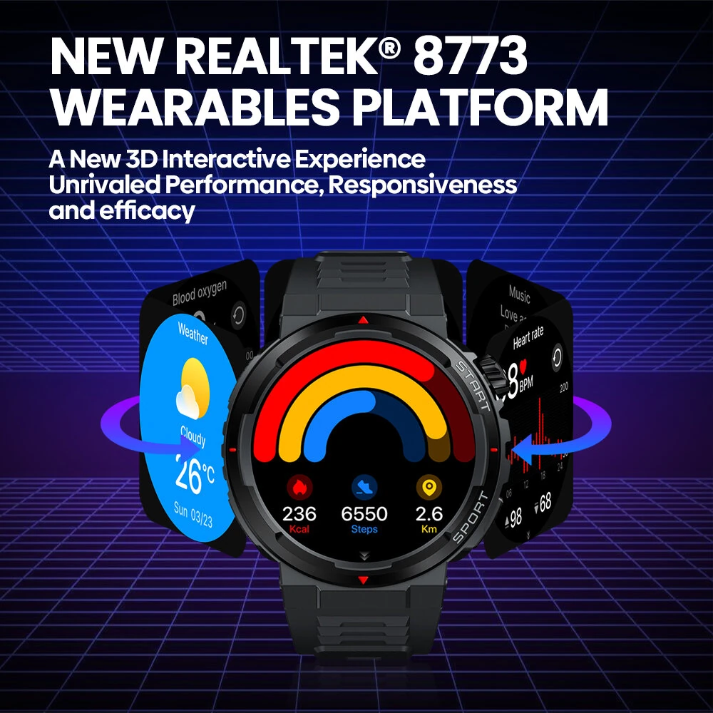 (image for) [2024 World Premiere]Zeblaze Ares 3 Plus 1.43 inch AMOLED Stainless Steel Navigation Crown IP68 Waterproof Realtek8773 Voice Calling 100+ Sport Modes 24H Health Monitor SpO2 Smart Watch