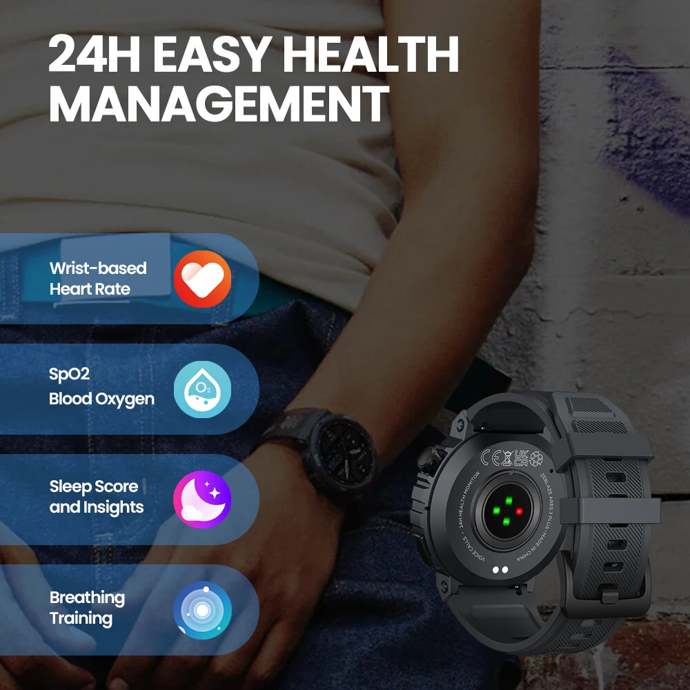 (image for) [2024 World Premiere]Zeblaze Ares 3 Plus 1.43 inch AMOLED Stainless Steel Navigation Crown IP68 Waterproof Realtek8773 Voice Calling 100+ Sport Modes 24H Health Monitor SpO2 Smart Watch