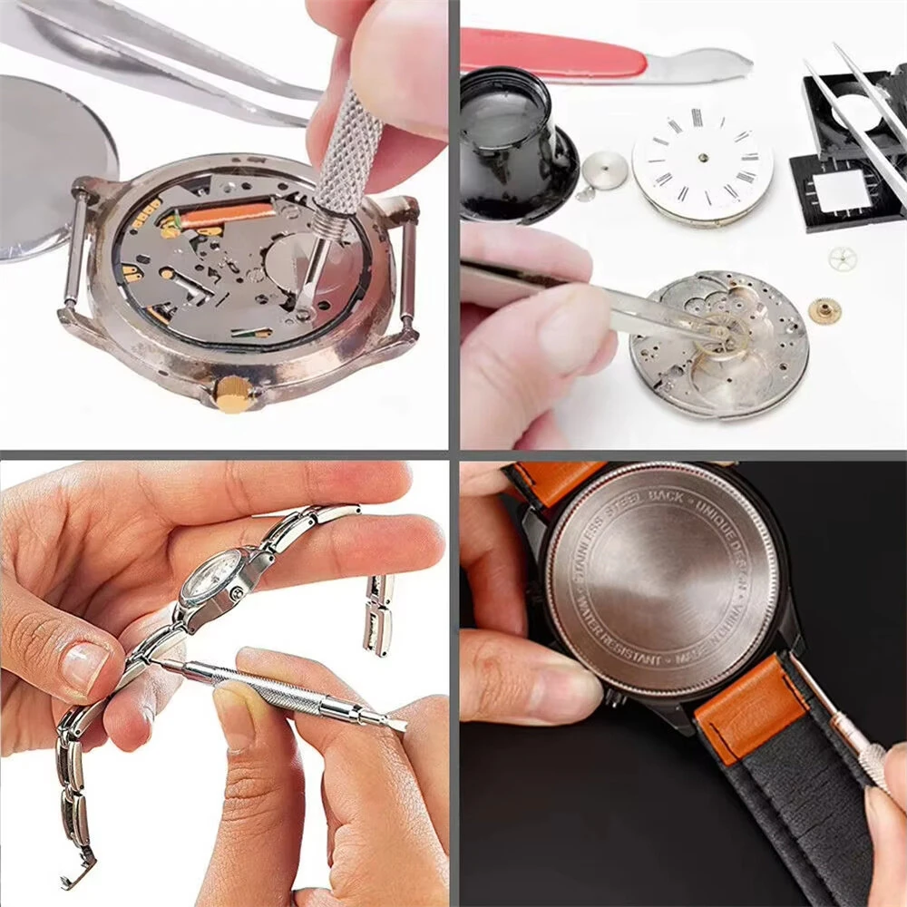 (image for) 212pcs Watch Repair Tool Kit - Aluminum Alloy Watchmaker Set with Pry Knife, Screwdrivers, Pin Hammer, Band Link Tools for Watch Repairs