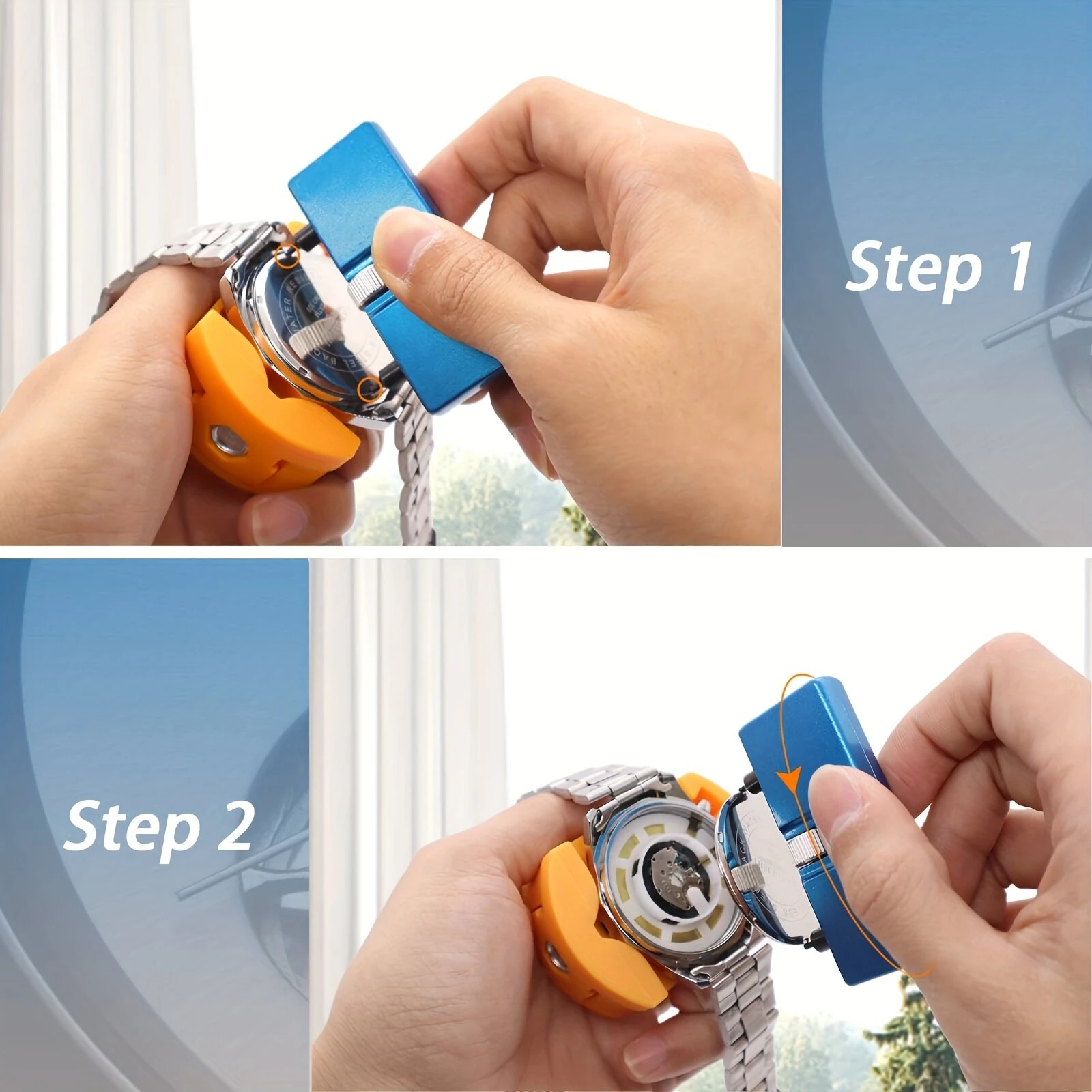 (image for) 3 PCS Watch Repair Tool Set Watch Wrench Back Remover Tool Adjustable Opener Back Case Remover Watch Case Back Opener Set Repair Remover Holder Base, Tweezers