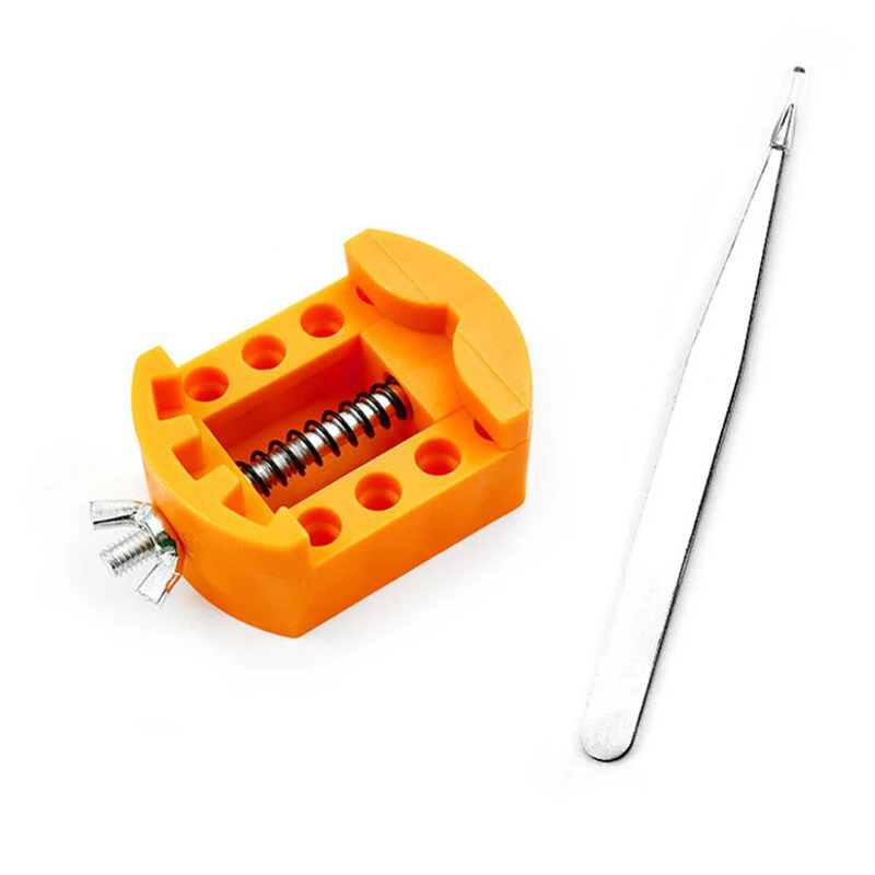 (image for) 3 PCS Watch Repair Tool Set Watch Wrench Back Remover Tool Adjustable Opener Back Case Remover Watch Case Back Opener Set Repair Remover Holder Base, Tweezers