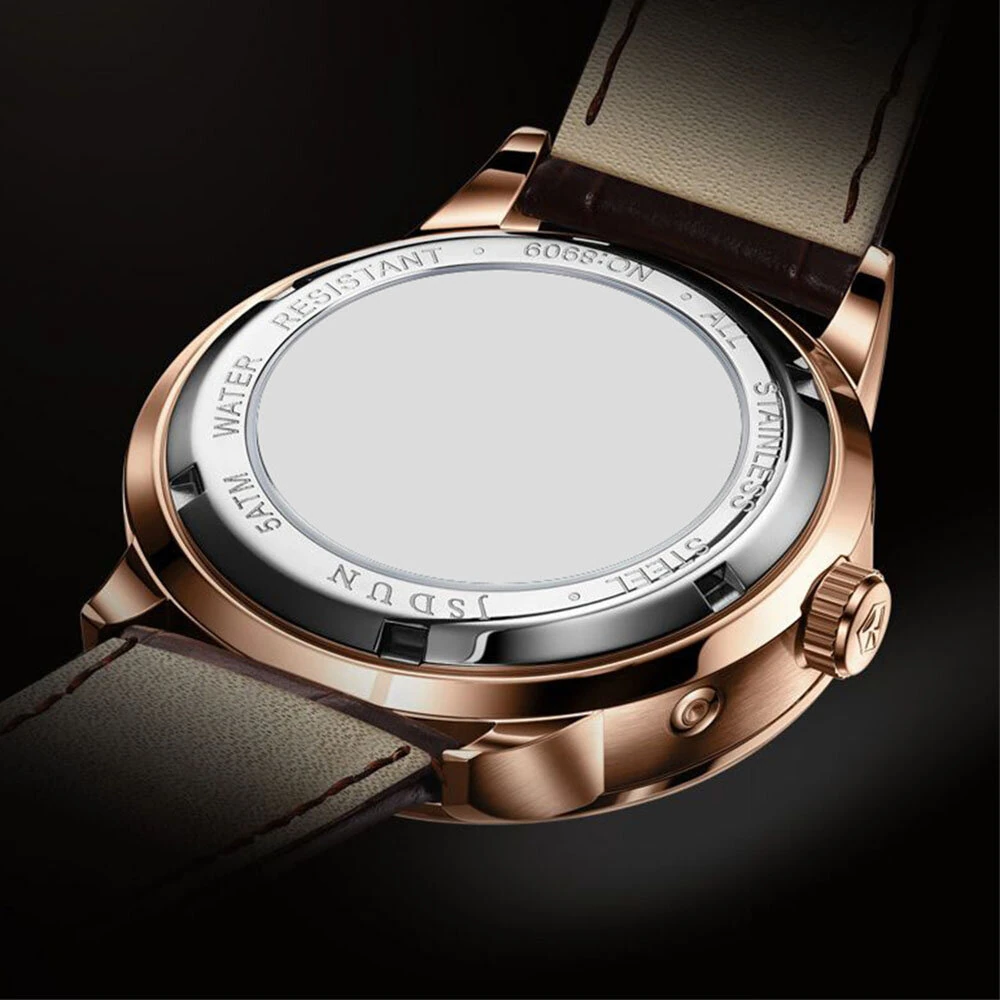(image for) AIYISHI Men Business Luxury Quartz Watch Luminous Single Date Round Dial PU Leather Strap Watches Men's Sport Watch