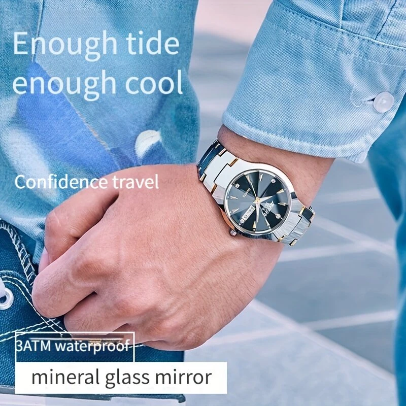 (image for) AIYISHI Men Business Watch Waterproof Automatic Quartz Watches Luminous Double Date Wristwatch
