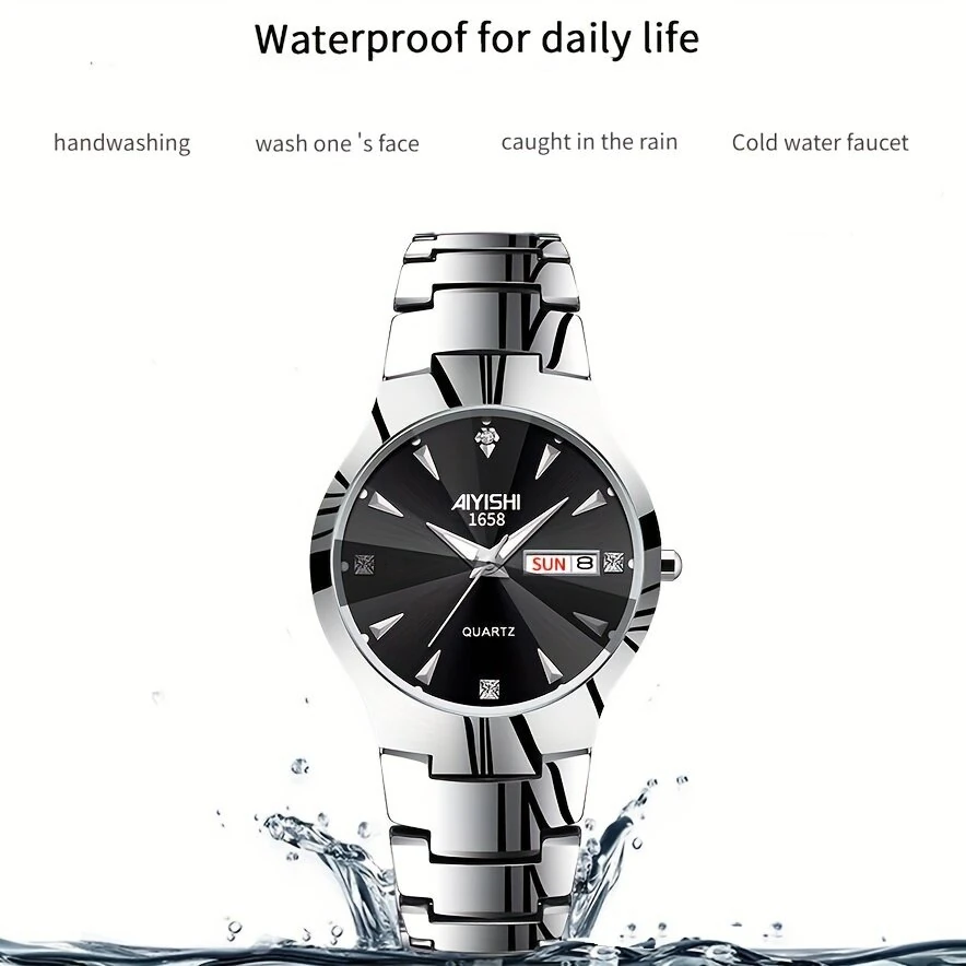 (image for) AIYISHI Men Business Watch Waterproof Automatic Quartz Watches Luminous Double Date Wristwatch