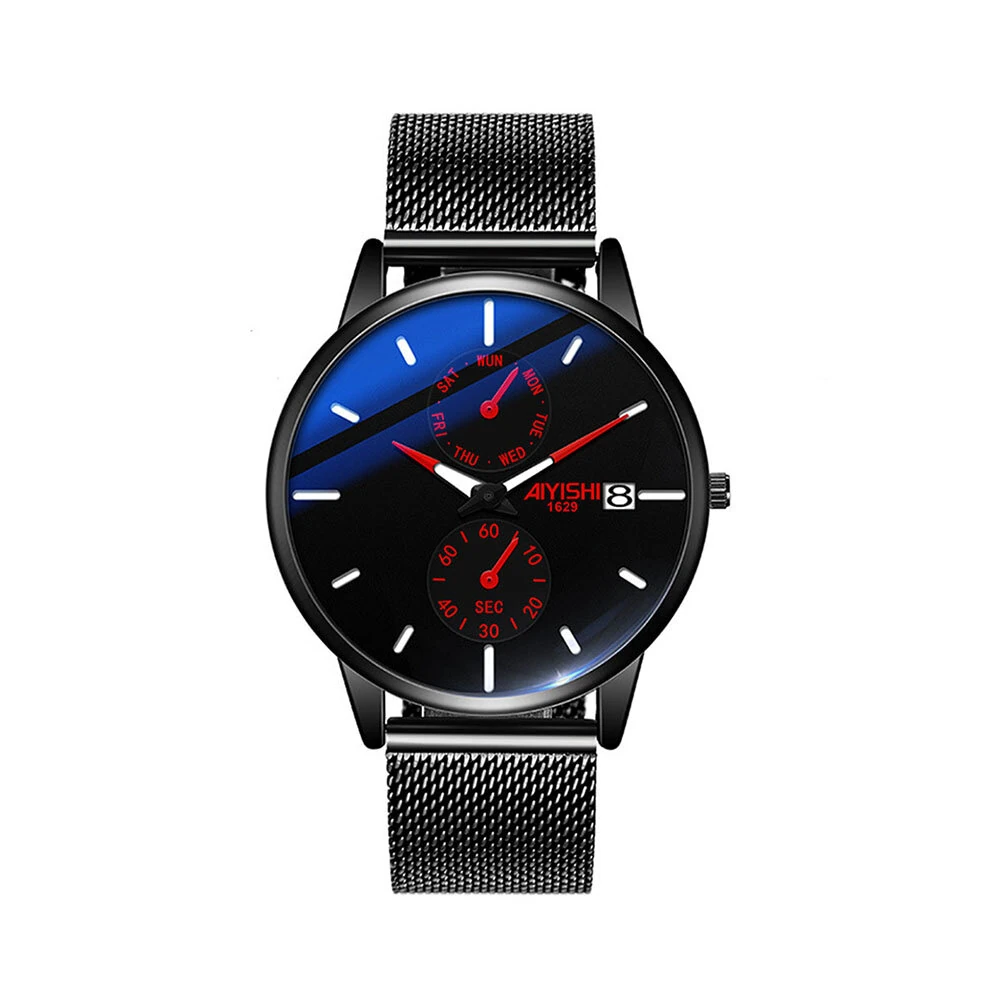 (image for) AIYISHI Men Simple Luxury Fashion Quartz Watch Luminous Waterproof Watch Stainless Steel Mesh Strap Sport Watch Fashion Wrist Watches