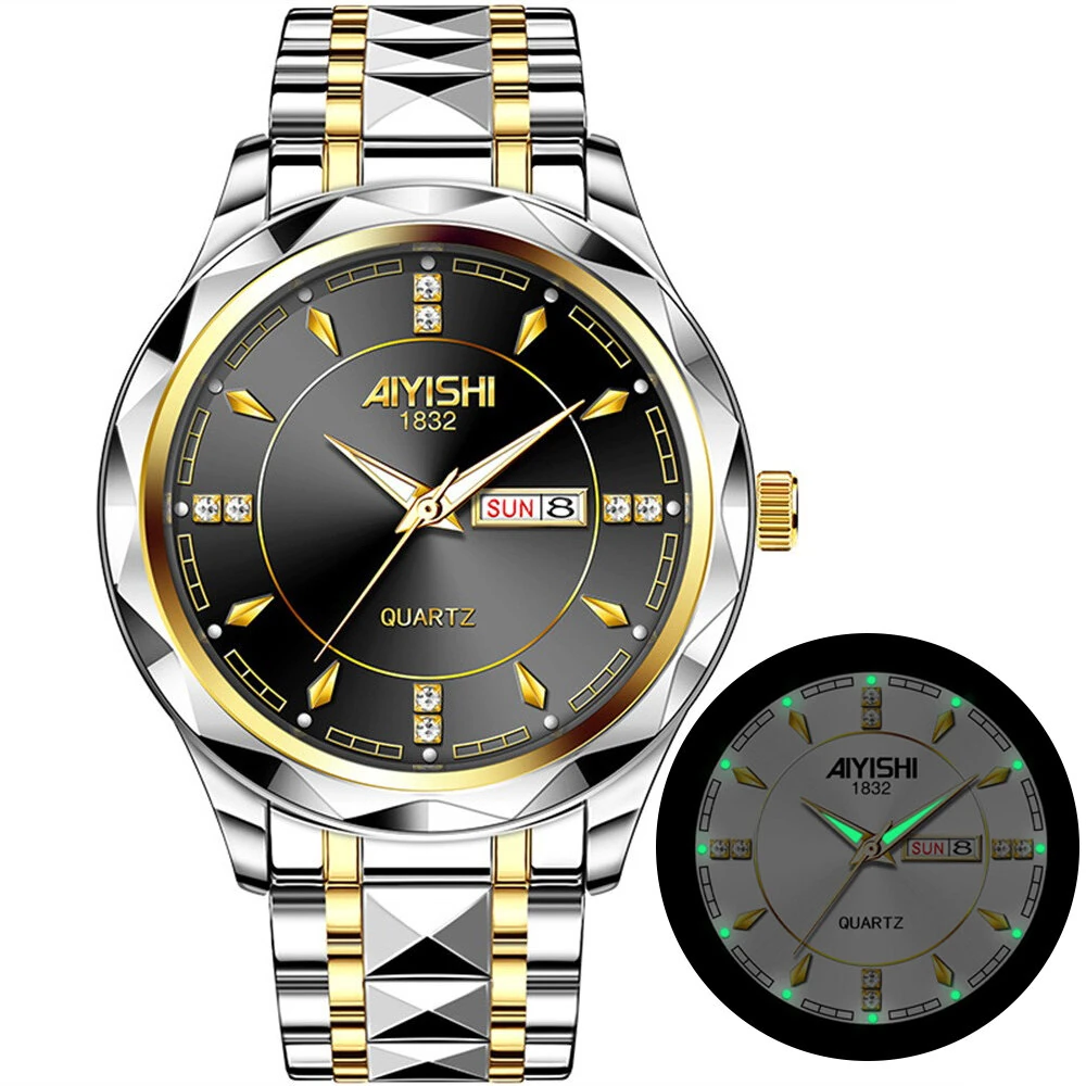 (image for) AIYISHI Men Watches Luxury Brand Luminous Waterproof Business Watch Stainless Steel Strap Quartz Watch