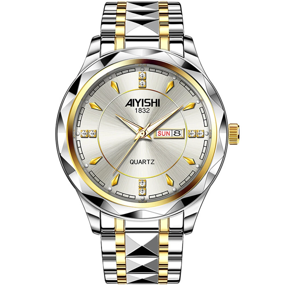 (image for) AIYISHI Men Watches Luxury Brand Luminous Waterproof Business Watch Stainless Steel Strap Quartz Watch