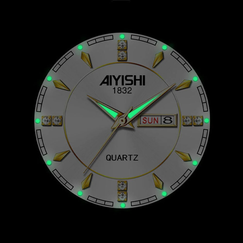 (image for) AIYISHI Men Watches Luxury Brand Luminous Waterproof Business Watch Stainless Steel Strap Quartz Watch