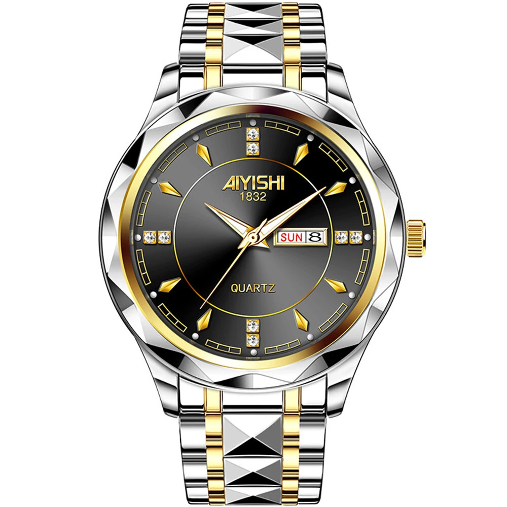 (image for) AIYISHI Men Watches Luxury Brand Luminous Waterproof Business Watch Stainless Steel Strap Quartz Watch