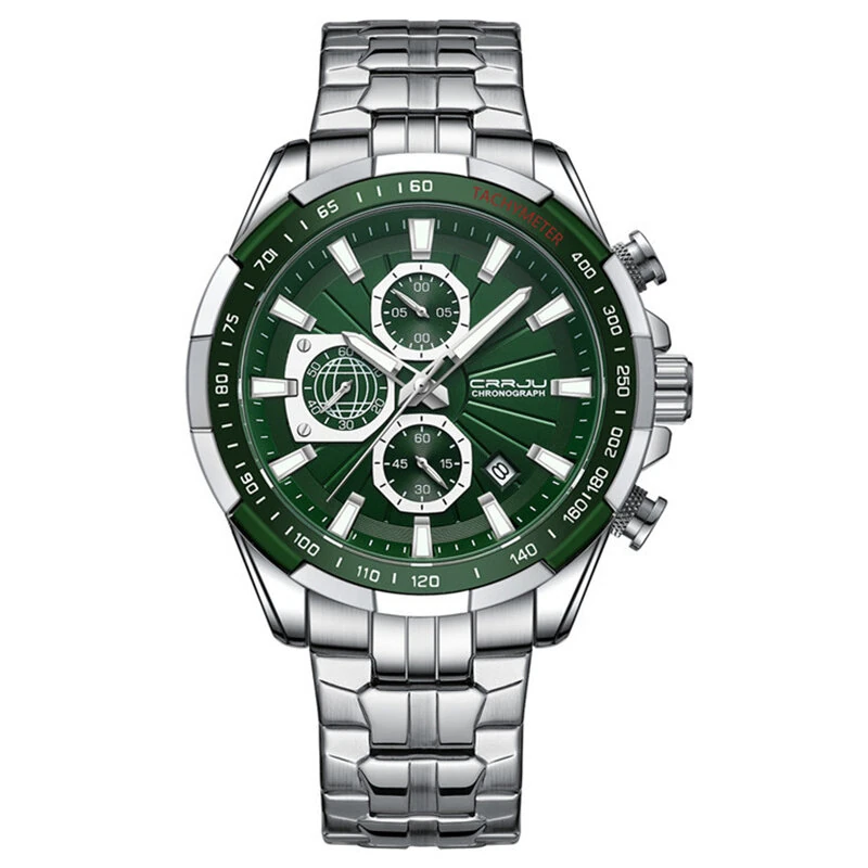 (image for) CRRJU Business Men's Watches Fashion Luxury Stainless Steel Quartz Watches Waterproof Chronograph Multifunctional Watches