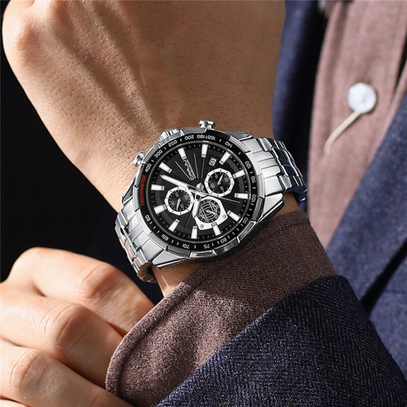 (image for) CRRJU Business Men's Watches Fashion Luxury Stainless Steel Quartz Watches Waterproof Chronograph Multifunctional Watches