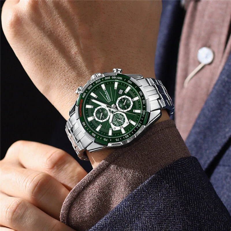 (image for) CRRJU Business Men's Watches Fashion Luxury Stainless Steel Quartz Watches Waterproof Chronograph Multifunctional Watches
