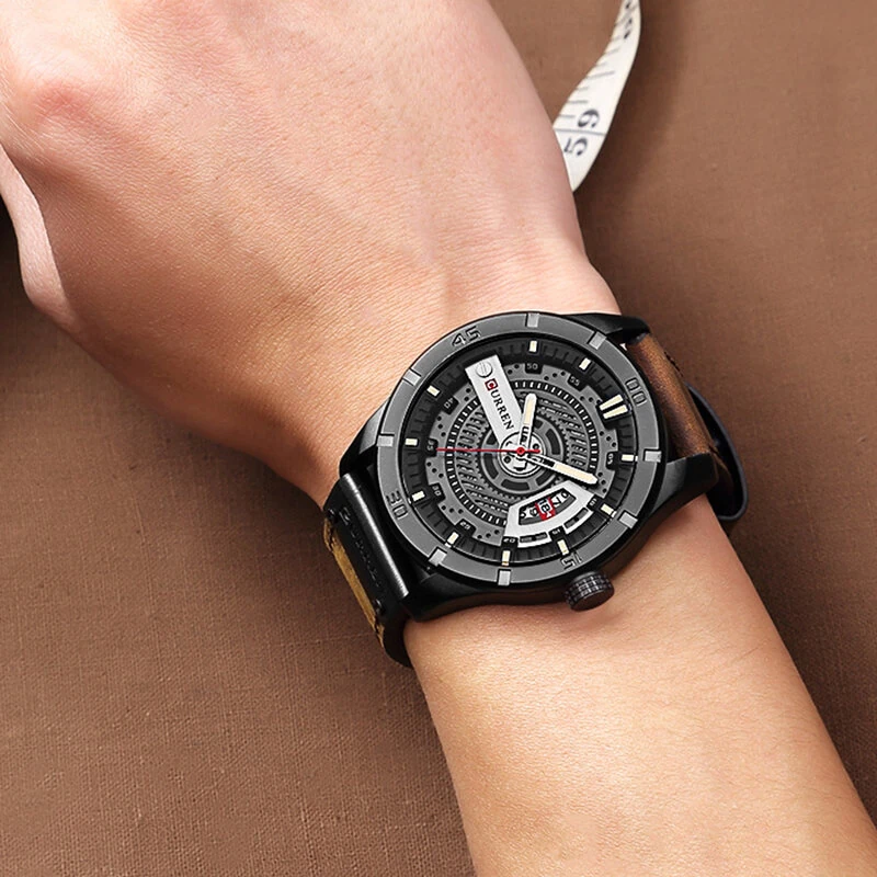 (image for) CURREN Men Classic Sports Quartz Watch Large Dial Fashion Casual Watches Waterproof Watch with Calendar, Luminous Hands