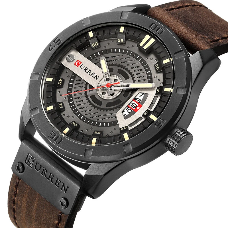 (image for) CURREN Men Classic Sports Quartz Watch Large Dial Fashion Casual Watches Waterproof Watch with Calendar, Luminous Hands