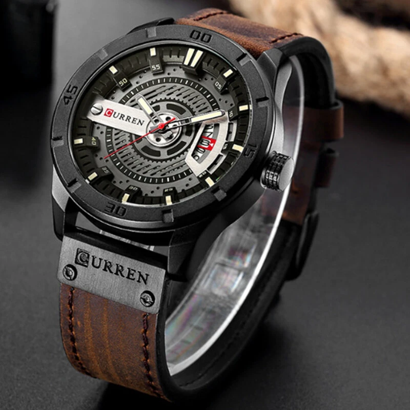 (image for) CURREN Men Classic Sports Quartz Watch Large Dial Fashion Casual Watches Waterproof Watch with Calendar, Luminous Hands