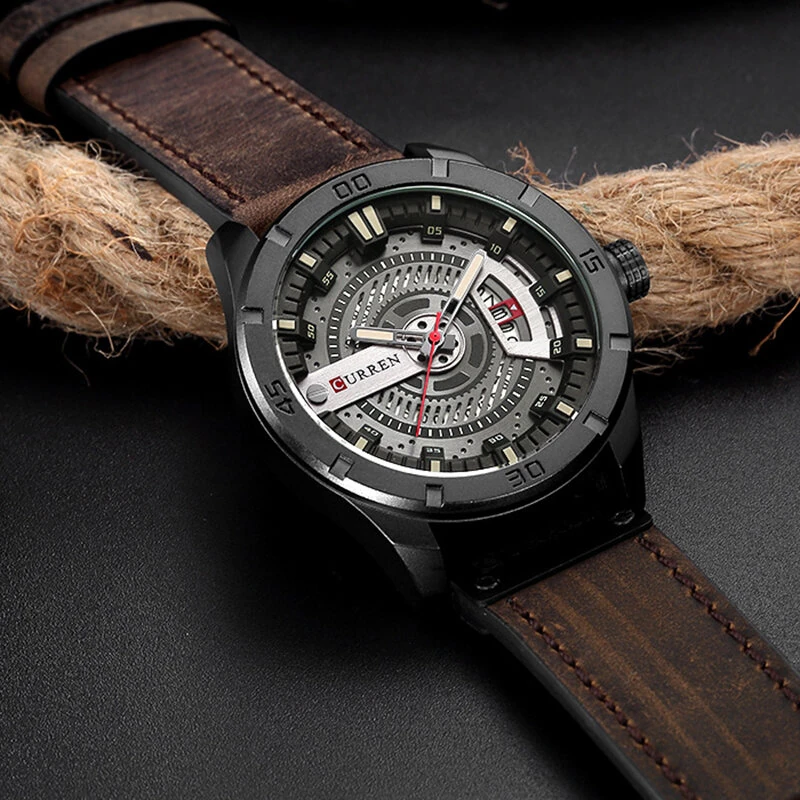 (image for) CURREN Men Classic Sports Quartz Watch Large Dial Fashion Casual Watches Waterproof Watch with Calendar, Luminous Hands