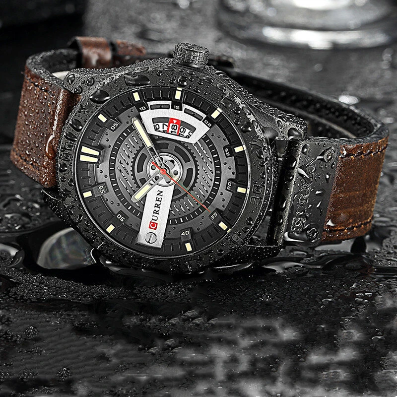 (image for) CURREN Men Classic Sports Quartz Watch Large Dial Fashion Casual Watches Waterproof Watch with Calendar, Luminous Hands