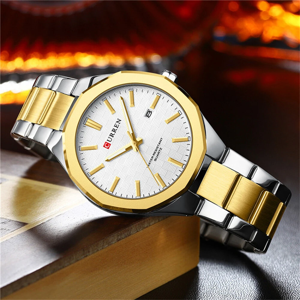 (image for) CURREN Men's Luminous Quartz Watch Stainless Steel Strap Waterproof Calendar Business Casual Stylish Wristwatch