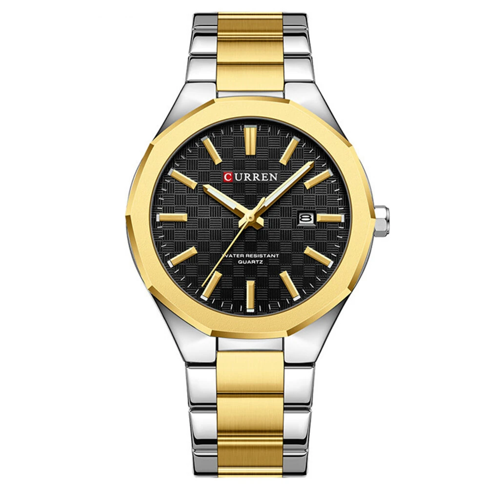 (image for) CURREN Men's Luminous Quartz Watch Stainless Steel Strap Waterproof Calendar Business Casual Stylish Wristwatch