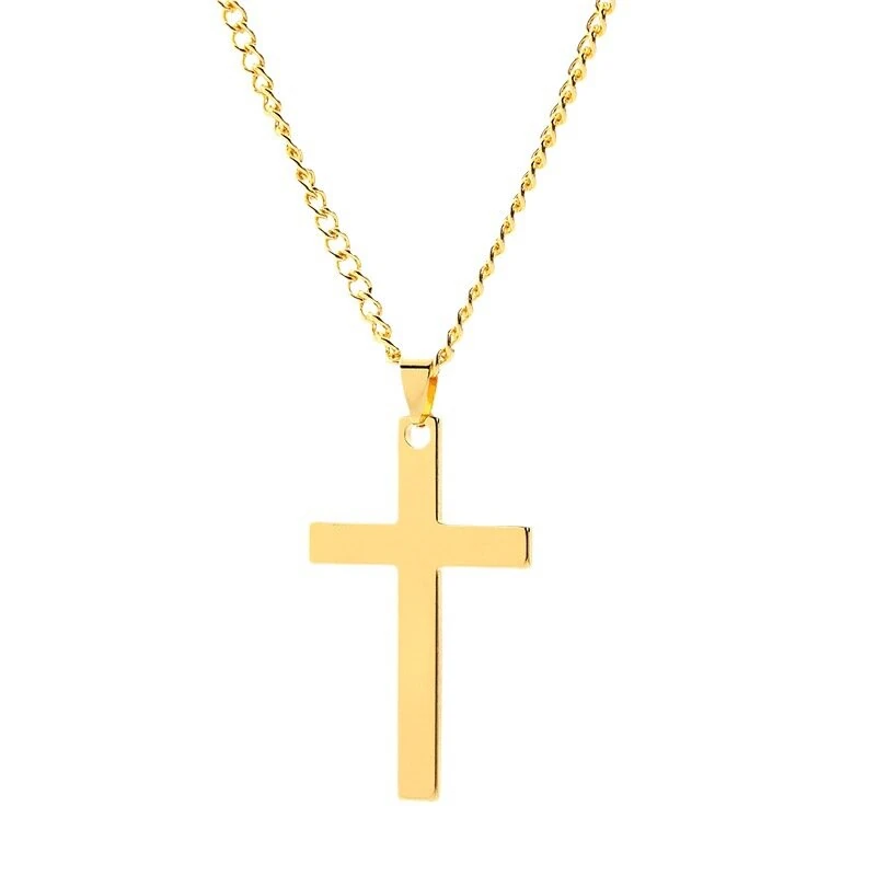 (image for) Fashion Cross Pendant Necklace Women Men Stainless Steel Link Chain Charm Necklace Cool Boys Girls Punk Hip Hop Jewelry Gift
