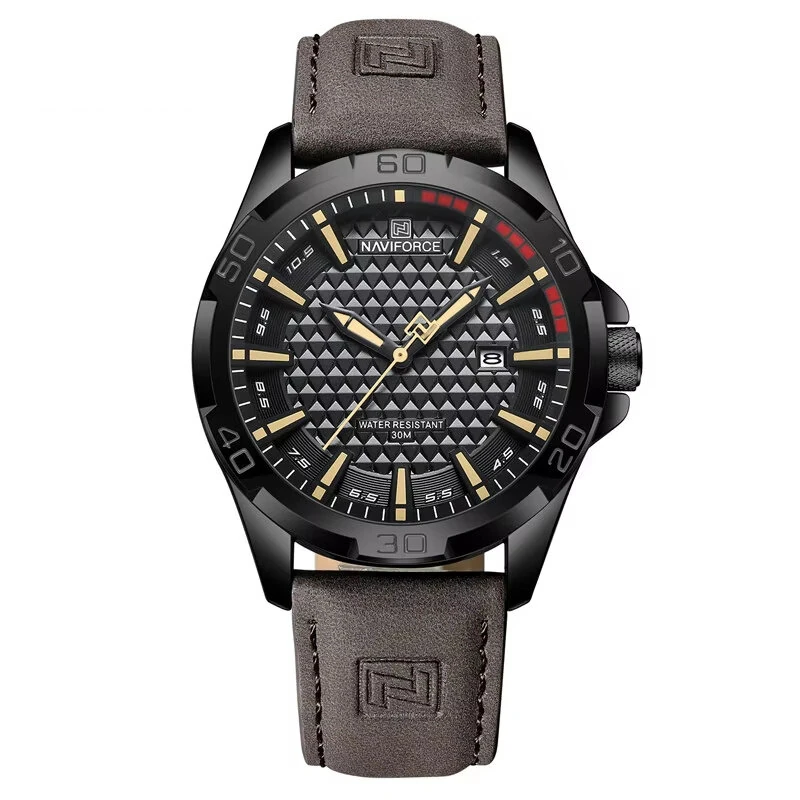 NAVIFORCE Men Casual Sport Watch Calendar Quartz Wrist Watch Waterproof Shock Resistant Men Watches Leather Strap (image for) NAVIFORCE Men Casual Sport Watch Calendar Quartz Wrist Watch Waterproof Shock Resistant Men Watches Leather Strap