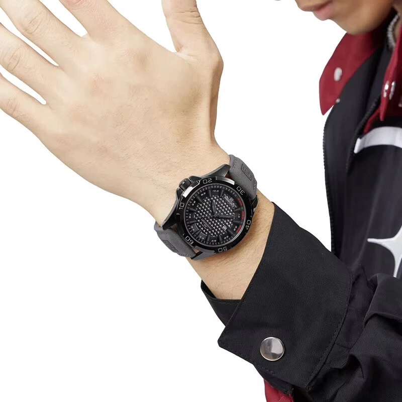 (image for) NAVIFORCE Men Casual Sport Watch Calendar Quartz Wrist Watch Waterproof Shock Resistant Men Watches Leather Strap