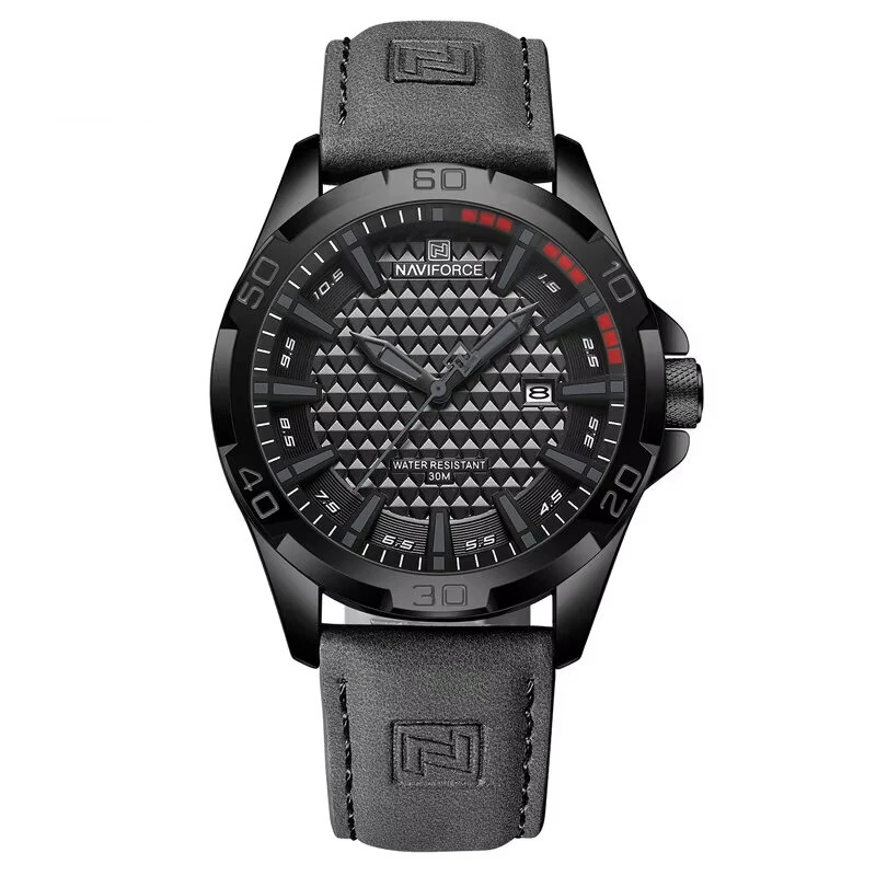 (image for) NAVIFORCE Men Casual Sport Watch Calendar Quartz Wrist Watch Waterproof Shock Resistant Men Watches Leather Strap