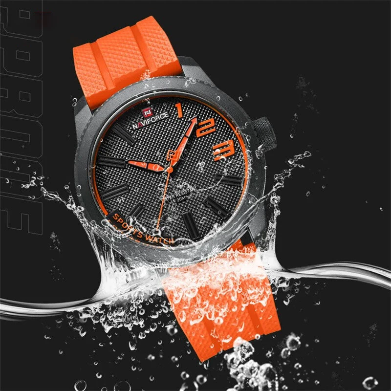 (image for) NAVIFORCE Men Sport Watch TPU Strap Simple Dial Quartz Wristwatch Waterproof Watch