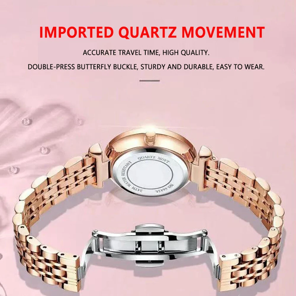 (image for) POEDAGAR Women Luxury Rhinestone Quartz Watch Waterproof Luminous Wristwatch Calendar Analog Stainless Steel Wrist Watch Elegant Ladies Watches