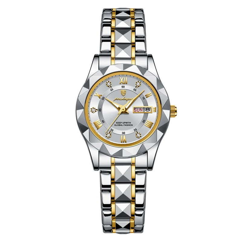(image for) POEDAGAR Women Luxury Watch Luminous Waterproof Quartz Watch Analog Calendar Business Wrist Watch Date Watch Stainless Steel Ladies Wristwatch