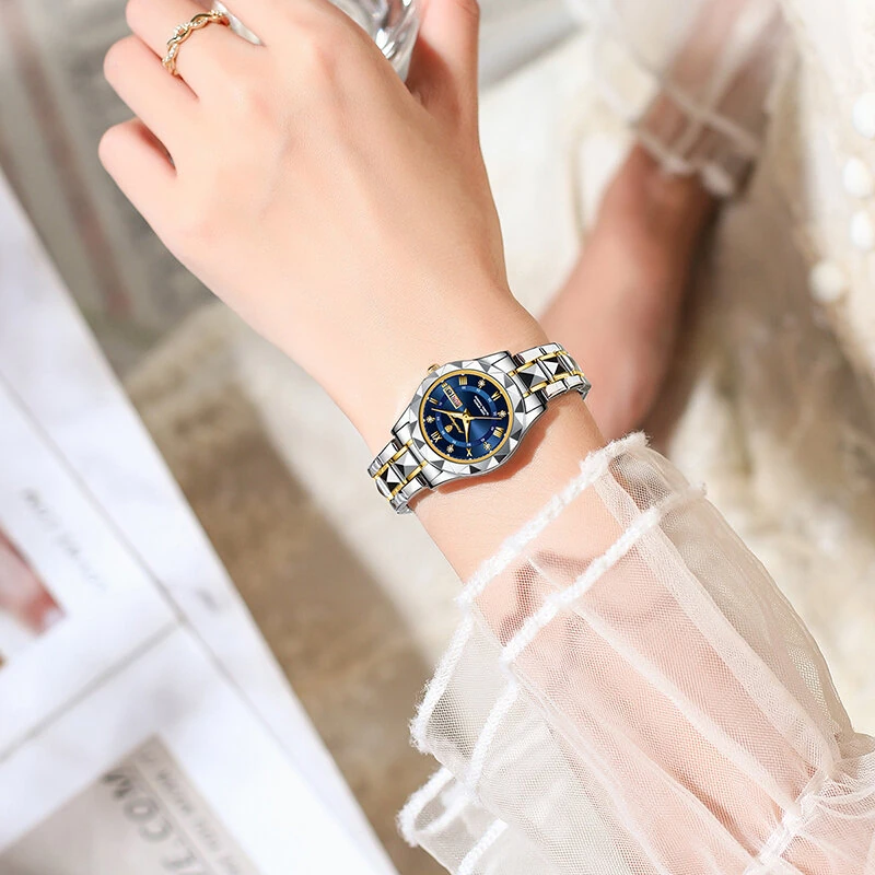 (image for) POEDAGAR Women Luxury Watch Luminous Waterproof Quartz Watch Analog Calendar Business Wrist Watch Date Watch Stainless Steel Ladies Wristwatch