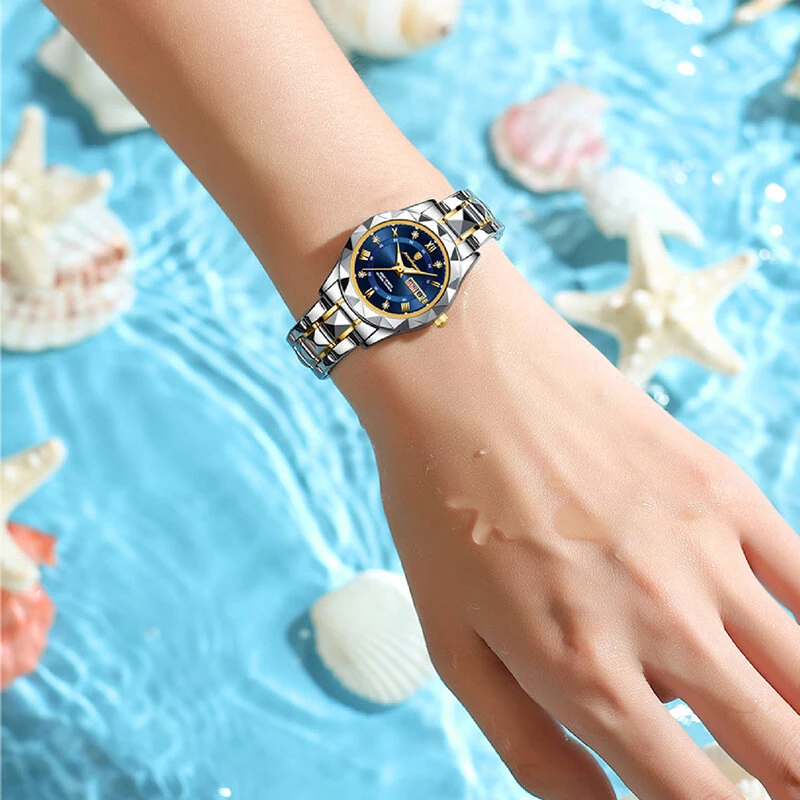 (image for) POEDAGAR Women Luxury Watch Luminous Waterproof Quartz Watch Analog Calendar Business Wrist Watch Date Watch Stainless Steel Ladies Wristwatch