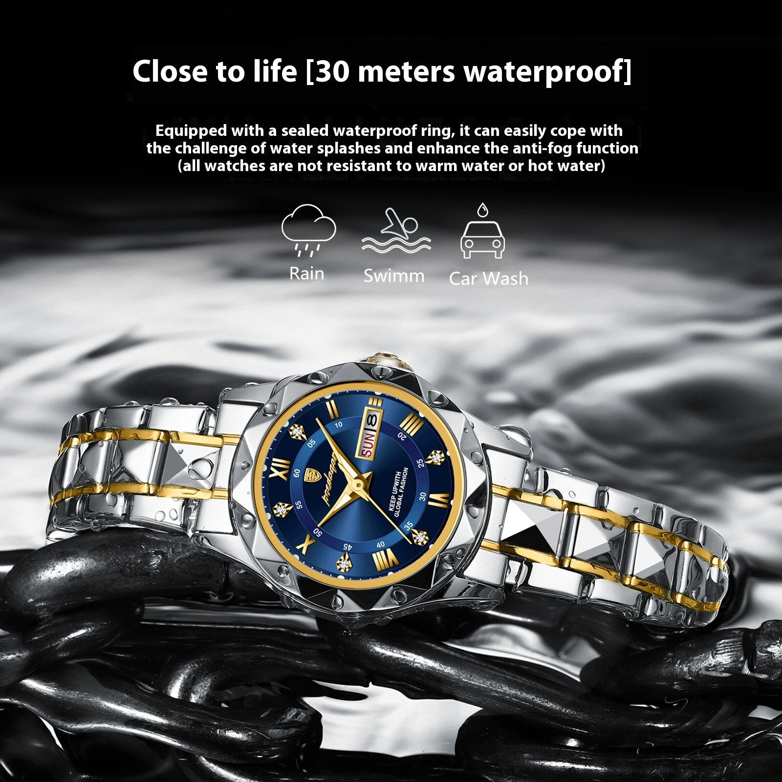 (image for) POEDAGAR Women Luxury Watch Luminous Waterproof Quartz Watch Analog Calendar Business Wrist Watch Date Watch Stainless Steel Ladies Wristwatch