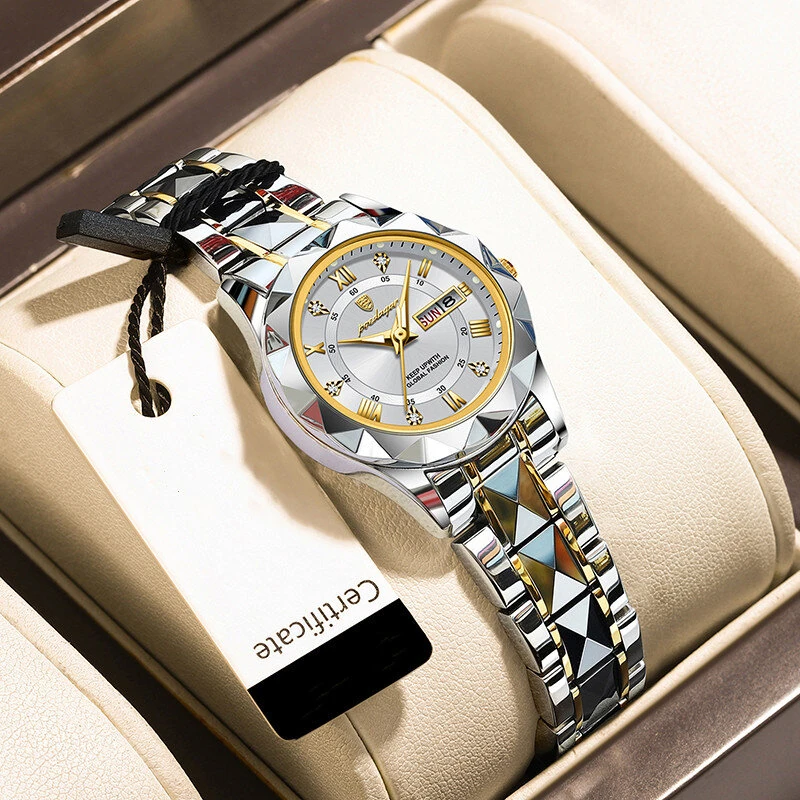 (image for) POEDAGAR Women Luxury Watch Luminous Waterproof Quartz Watch Analog Calendar Business Wrist Watch Date Watch Stainless Steel Ladies Wristwatch