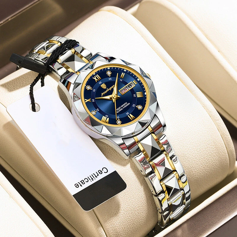 (image for) POEDAGAR Women Luxury Watch Luminous Waterproof Quartz Watch Analog Calendar Business Wrist Watch Date Watch Stainless Steel Ladies Wristwatch