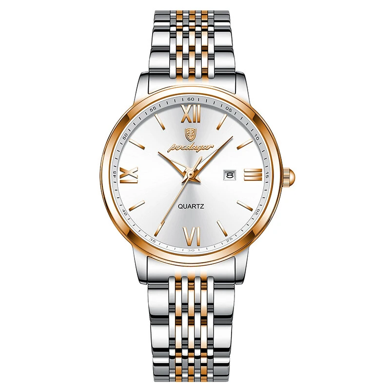 (image for) POEDAGAR Women Watch Thin Waterproof Luminous Quartz Watch Calendar Analog Stainless Steel Wrist Watch Date Lady Watch