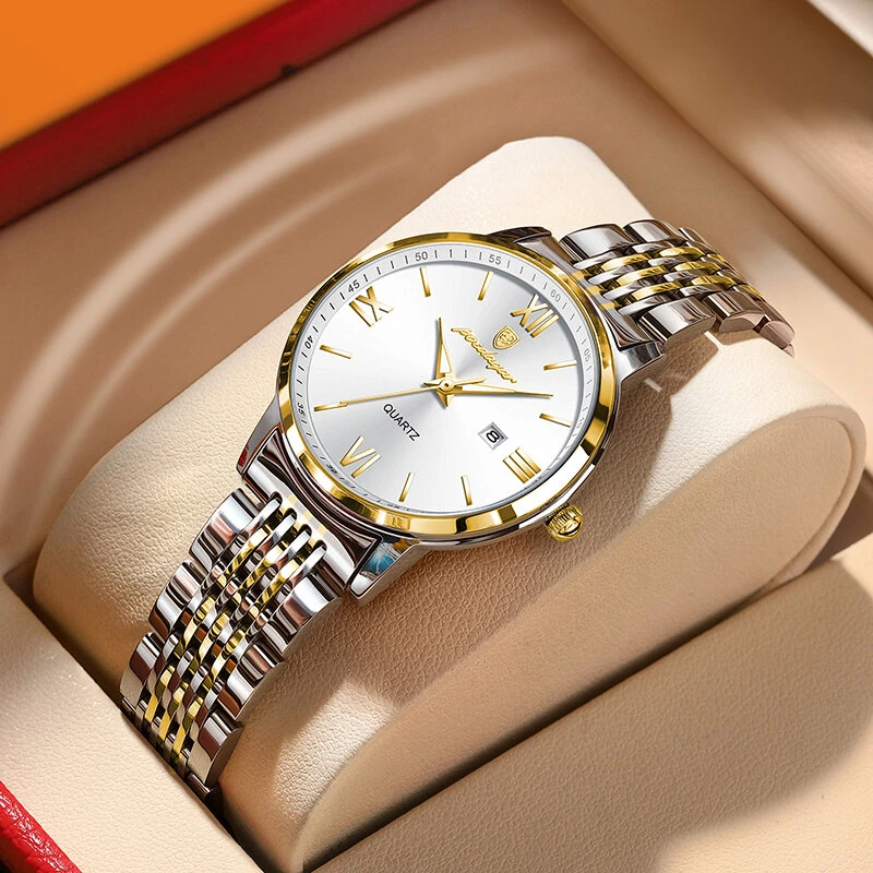 (image for) POEDAGAR Women Watch Thin Waterproof Luminous Quartz Watch Calendar Analog Stainless Steel Wrist Watch Date Lady Watch