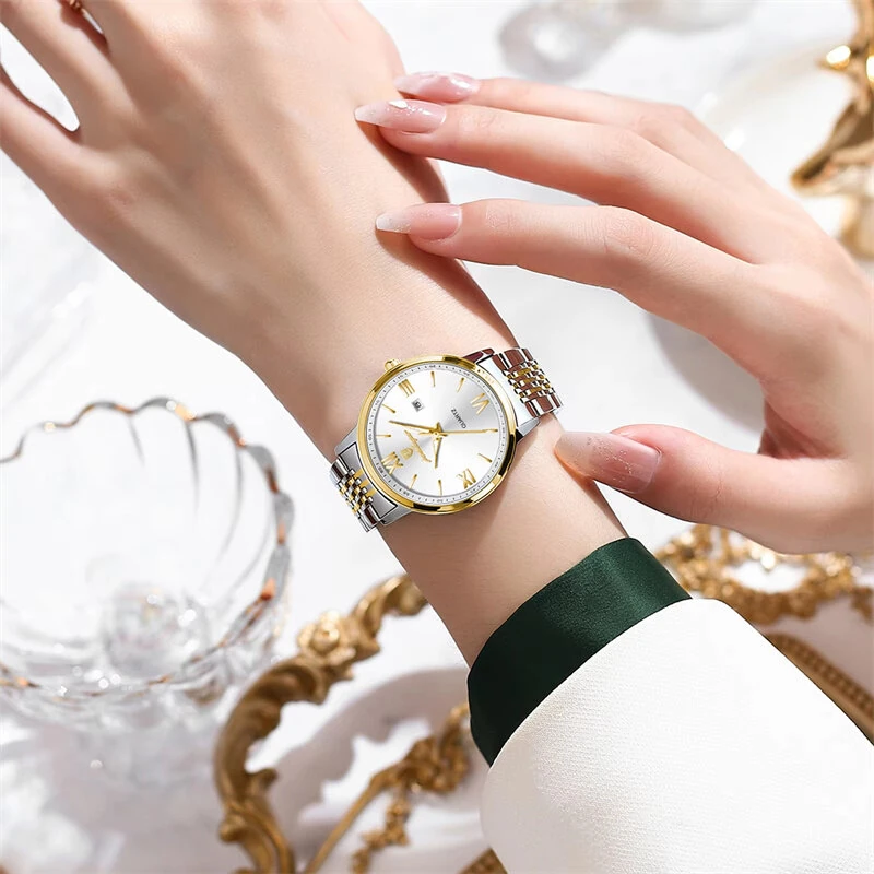 (image for) POEDAGAR Women Watch Thin Waterproof Luminous Quartz Watch Calendar Analog Stainless Steel Wrist Watch Date Lady Watch