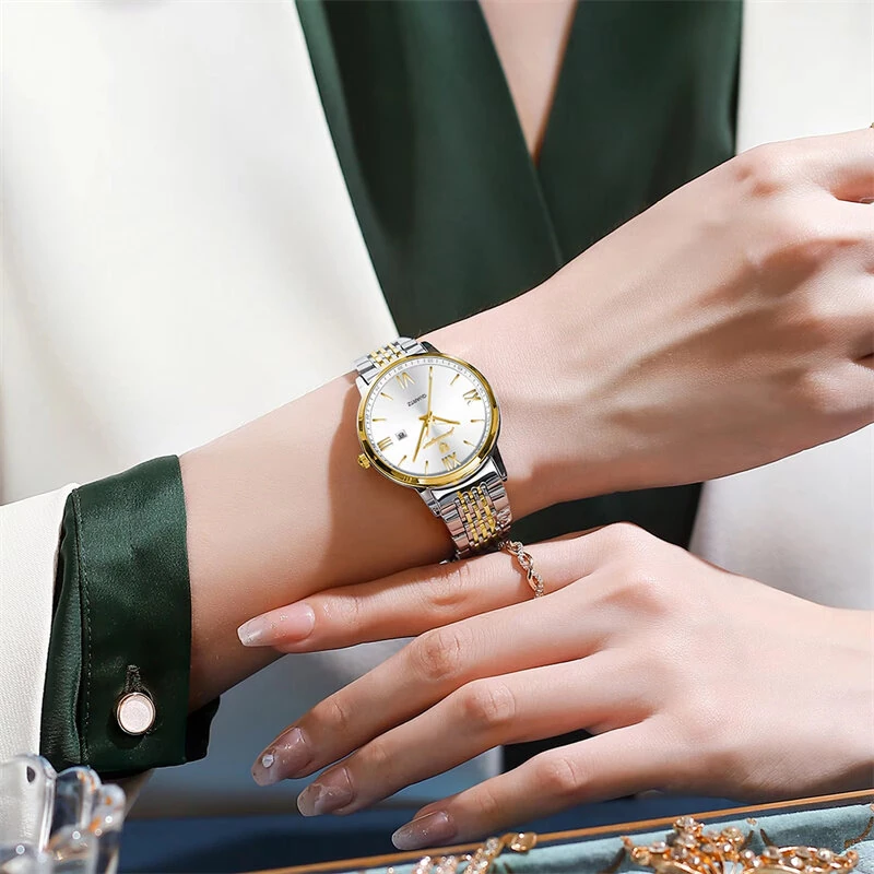 (image for) POEDAGAR Women Watch Thin Waterproof Luminous Quartz Watch Calendar Analog Stainless Steel Wrist Watch Date Lady Watch