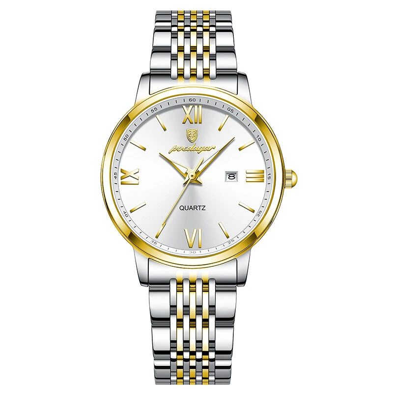 (image for) POEDAGAR Women Watch Thin Waterproof Luminous Quartz Watch Calendar Analog Stainless Steel Wrist Watch Date Lady Watch