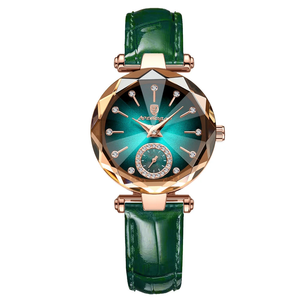 (image for) POEDAGAR Women Watches Fashion Rhinestones Dial Leather Quartz Watch Top Brand Luxury Waterproof Ladies Wristwatch