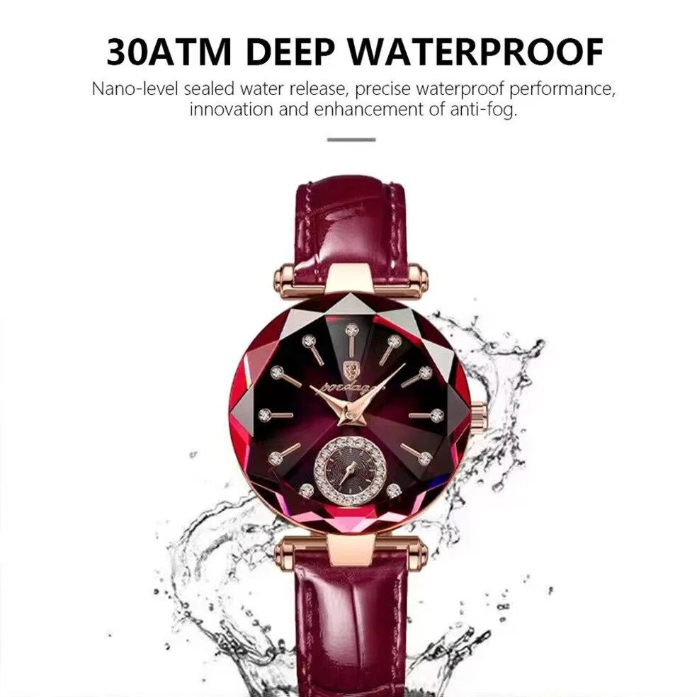 (image for) POEDAGAR Women Watches Fashion Rhinestones Dial Leather Quartz Watch Top Brand Luxury Waterproof Ladies Wristwatch