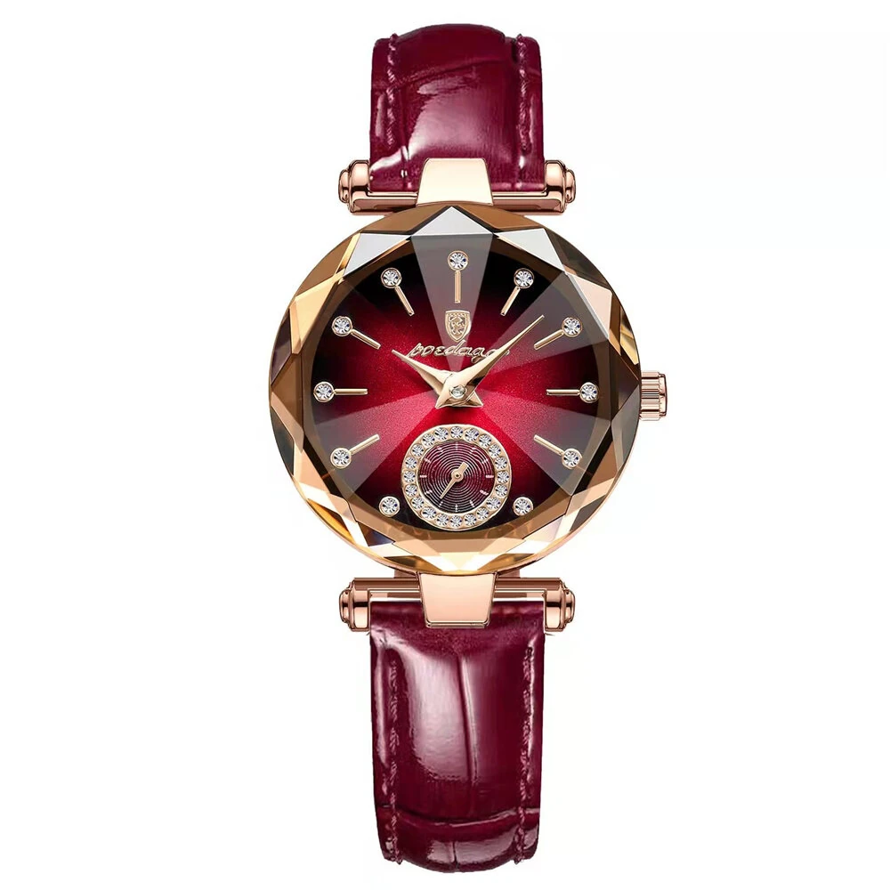 (image for) POEDAGAR Women Watches Fashion Rhinestones Dial Leather Quartz Watch Top Brand Luxury Waterproof Ladies Wristwatch