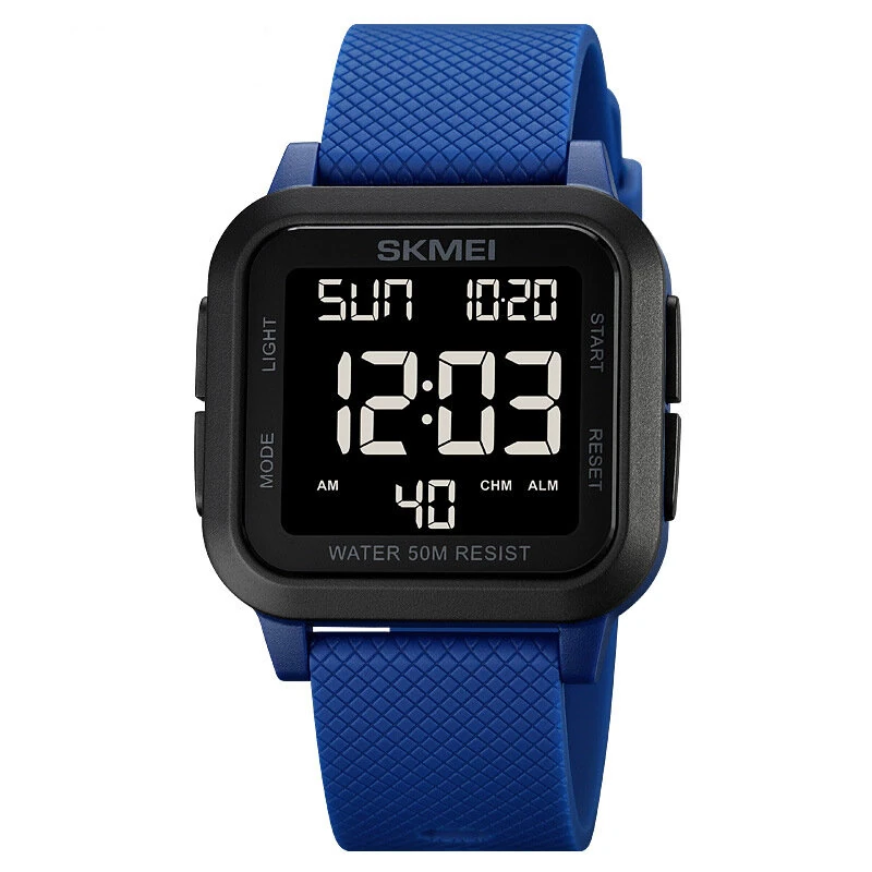 (image for) SKMEI Square Large Screen Men Sports Electronic Watch Waterproof Watch Night Light Digital Wrist Watches, Suitable For Boys And Girls, Birthday Gift